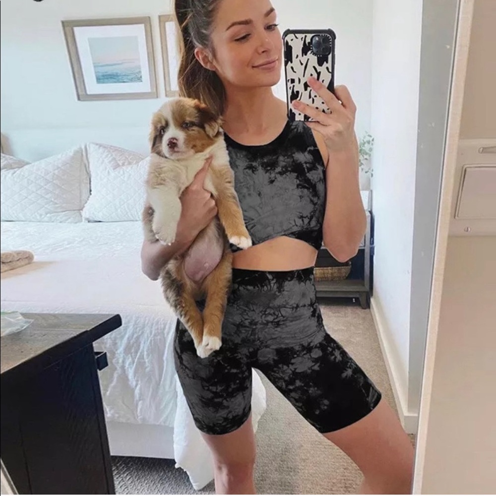 Matching tie dye workout set